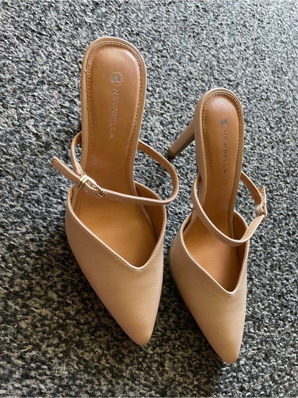 Women's Nude Pointed Toe Heel Mule